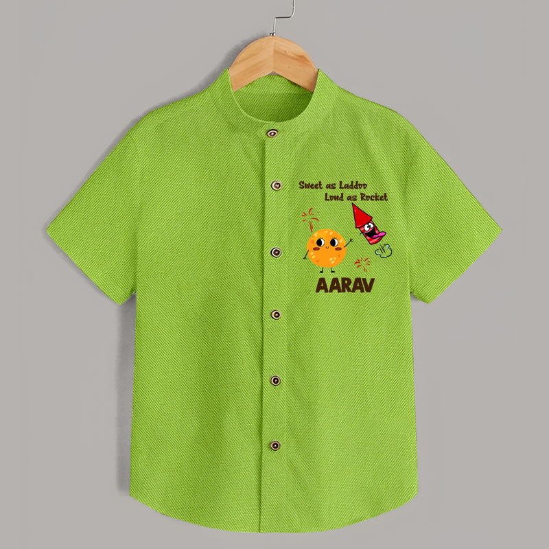 Sweet as Laddoo Loud as Rocket Shirt | Custom Baby Shirt for Festival Fun - LIME GREEN - 0 - 6 Months Old (Chest 23")