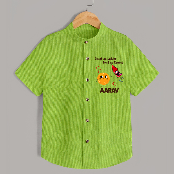 Sweet as Laddoo Loud as Rocket Shirt | Custom Baby Shirt for Festival Fun - LIME GREEN - 0 - 6 Months Old (Chest 23")