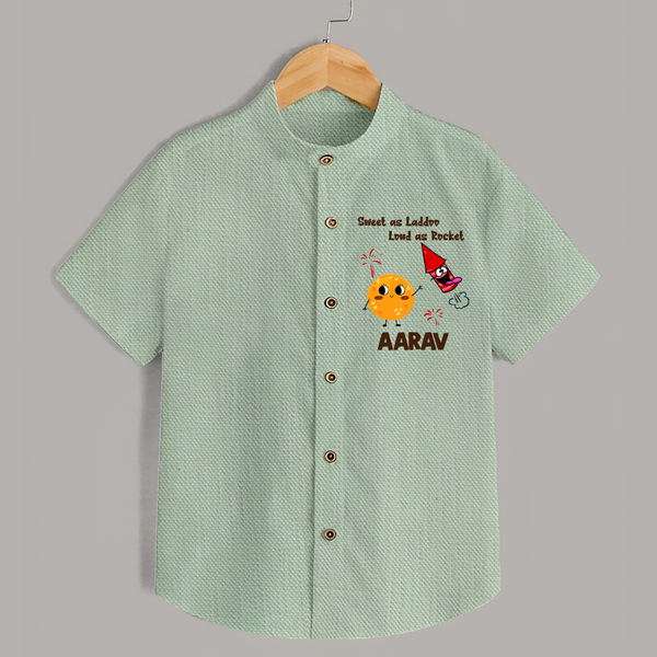 Sweet as Laddoo Loud as Rocket Shirt | Custom Baby Shirt for Festival Fun - MINT GREEN - 0 - 6 Months Old (Chest 23")