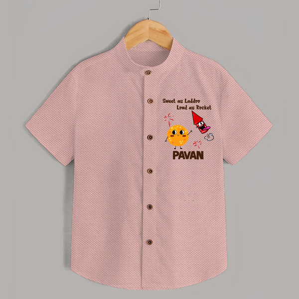 Sweet Laddu Rocket Shirt - PEACH - 0 - 6 Months Old (Chest 23")