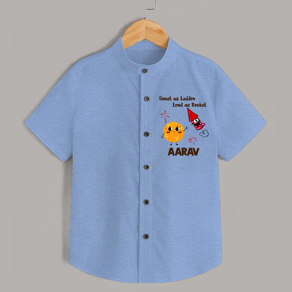 Sweet as Laddoo Loud as Rocket Shirt | Custom Baby Shirt for Festival Fun - SKY BLUE - 0 - 6 Months Old (Chest 23")