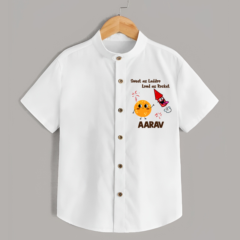 Sweet as Laddoo Loud as Rocket Shirt | Custom Baby Shirt for Festival Fun - WHITE - 0 - 6 Months Old (Chest 23")