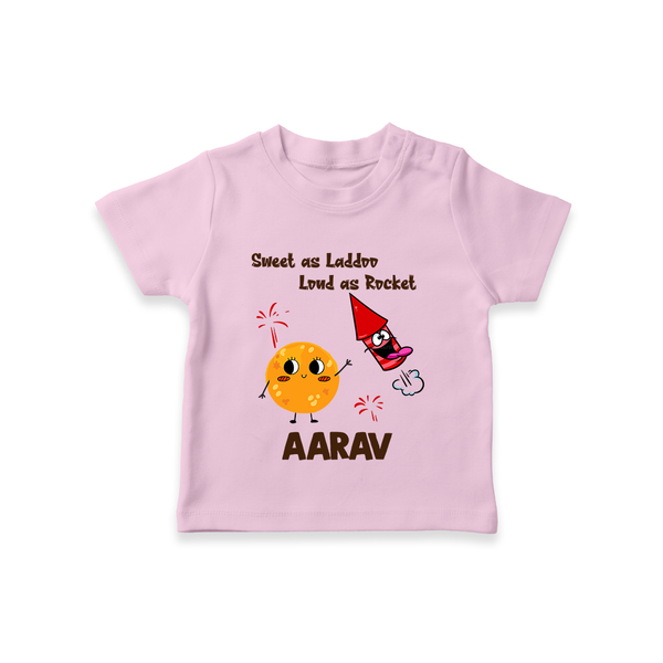 Sweet as Laddoo Loud as Rocket Tshirt | Custom Baby Tshirt for Festival Fun - BABY PINK - 0-5 Months Old (Chest 17")