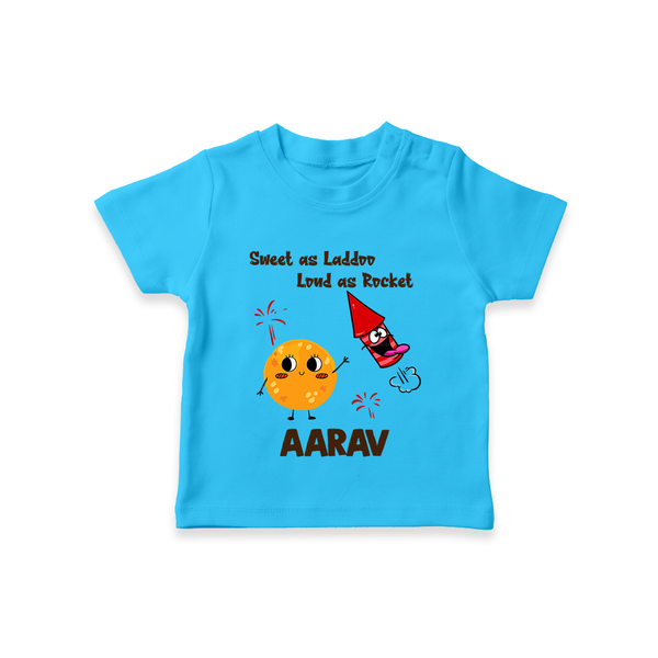 Sweet as Laddoo Loud as Rocket Tshirt | Custom Baby Tshirt for Festival Fun - SKY BLUE - 0-5 Months Old (Chest 17")