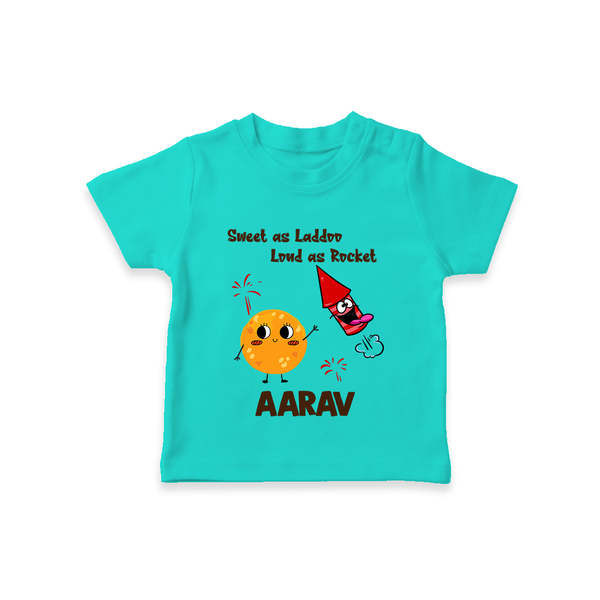Sweet as Laddoo Loud as Rocket Tshirt | Custom Baby Tshirt for Festival Fun - TEAL - 0-5 Months Old (Chest 17")