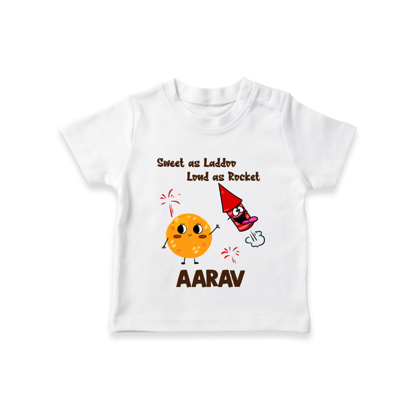 Sweet as Laddoo Loud as Rocket Tshirt | Custom Baby Tshirt for Festival Fun - WHITE - 0-5 Months Old (Chest 17")
