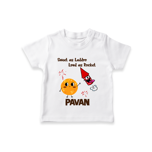 Sweet Laddu Rocket Tshirt - WHITE - 0-5 Months Old (Chest 17")