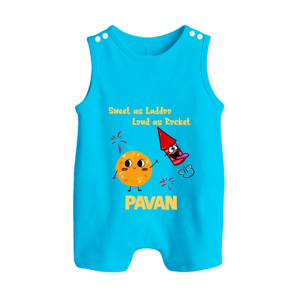 Sweet Laddu Rocket Button Romper - SKY BLUE - New Born (Chest 18")