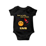 Sweet as Laddoo Loud as Rocket Romper | Custom Baby Romper for Festival Fun - BLACK - New Born (Chest 14")