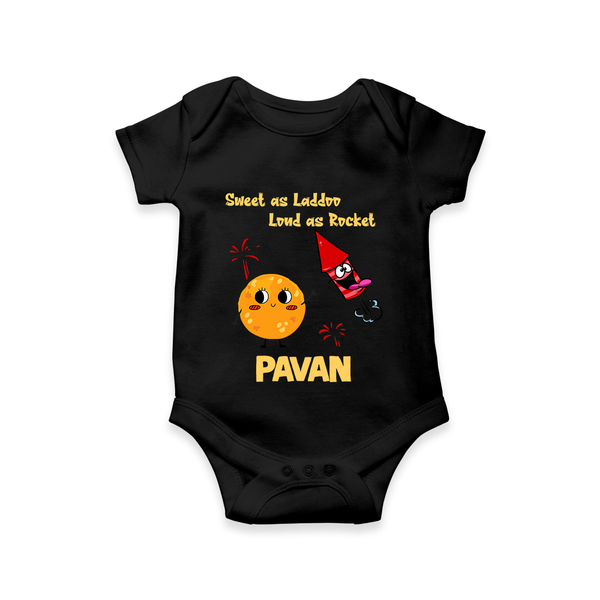 Sweet Laddu Rocket Romper - BLACK - New Born (Chest 14")