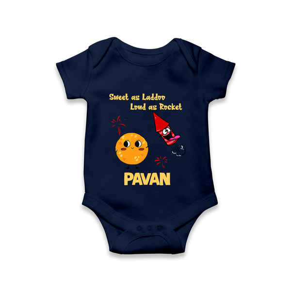 Sweet Laddu Rocket Romper - NAVY BLUE - New Born (Chest 14")