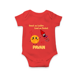 Sweet Laddu Rocket Romper - RED - New Born (Chest 14")