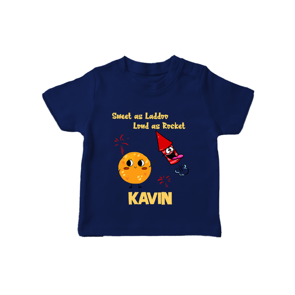 Sweet as Laddoo Loud as Rocket Tshirt | Custom Baby Tshirt for Festival Fun - NAVY BLUE - 0-5 Months Old (Chest 17")