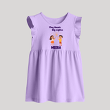 Tiny Hands Big Lights Baby Frock | Personalized Baby Baby Frock for Diwali - LILAC - 0 - 3 Months Old (Chest 17")