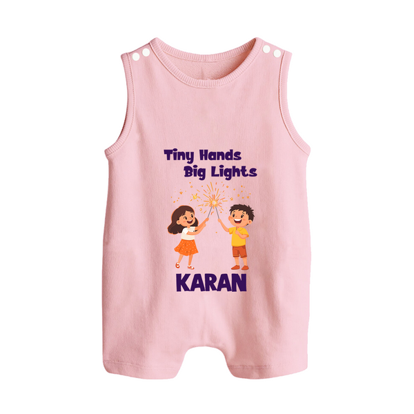 Tiny Hands Big Lights Button Romper - BABY PINK - New Born (Chest 18")