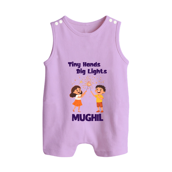Tiny Hands Big Lights Romper Suit | Personalized Baby Romper Suit for Diwali - LILAC - 0 - 5 Months Old (Chest 18")