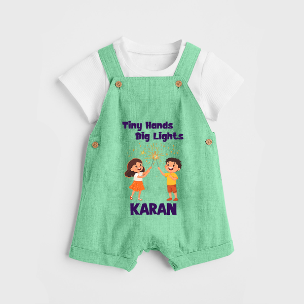 Tiny Hands Big Lights Dungaree - GREEN - 0 - 5 Months Old (Chest 18")
