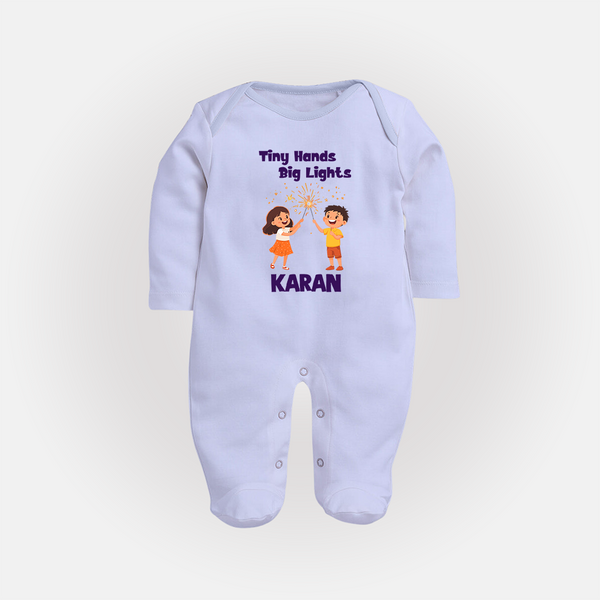 Tiny Hands Big Lights Full Body Suit - BABY BLUE - New Born (Chest 7.5")