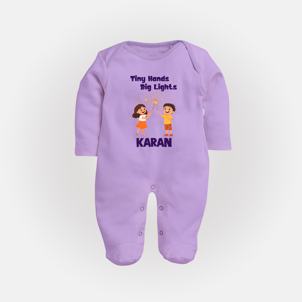 Tiny Hands Big Lights Full Body Suit - LILAC - New Born (Chest 7.5")