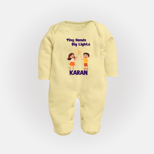 Tiny Hands Big Lights Full Body Suit - PASTEL YELLOW - New Born (Chest 7.5")
