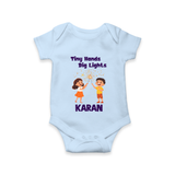 Tiny Hands Big Lights Romper - BABY BLUE - New Born (Chest 14")
