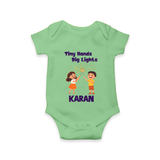 Tiny Hands Big Lights Romper - GREEN - New Born (Chest 14")