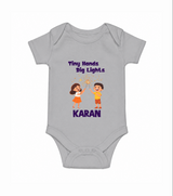 Tiny Hands Big Lights Romper - GREY - New Born (Chest 14")