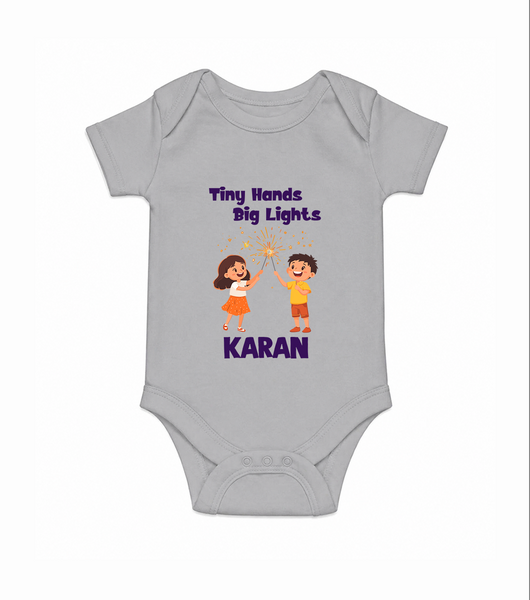 Tiny Hands Big Lights Romper - GREY - New Born (Chest 14")