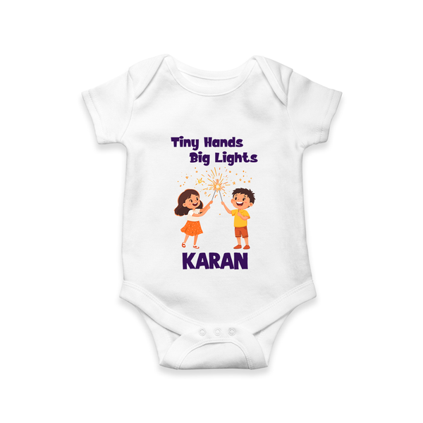 Tiny Hands Big Lights Romper - WHITE - New Born (Chest 14")