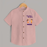 Tiny Hands Big Lights Shirt | Personalized Baby Shirt for Diwali - PEACH - 0 - 6 Months Old (Chest 23")