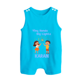 Tiny Hands Big Lights Button Romper - SKY BLUE - New Born (Chest 18")