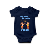 Tiny Hands Big Lights Romper - NAVY BLUE - New Born (Chest 14")