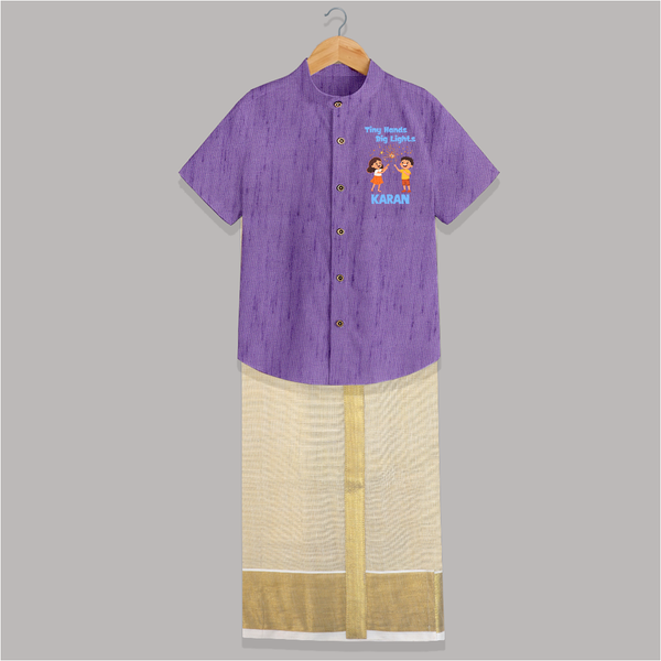 Tiny Hands Big Lights Shirt and Dhoti - ROYAL PURPLE - 0 - 6 Months Old (Chest-23") (Dhoti length-14")