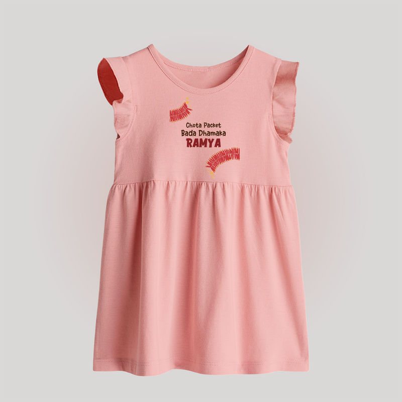 Chota Packet Bada Dhamaka Baby Frock | Custom Baby Baby Frock for Festival Celebration - BABY PINK - 0 - 3 Months Old (Chest 17")