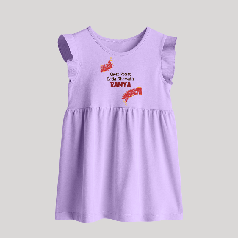 Chota Packet Bada Dhamaka Baby Frock | Custom Baby Baby Frock for Festival Celebration - LILAC - 0 - 3 Months Old (Chest 17")