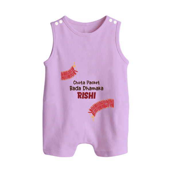 Chota Packet Bada Dhamaka Romper Suit | Custom Baby Romper Suit for Festival Celebration - LILAC - 0 - 5 Months Old (Chest 18")