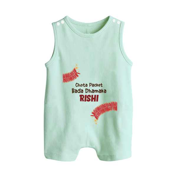 Chota Packet Bada Dhamaka Romper Suit | Custom Baby Romper Suit for Festival Celebration - MINT GREEN - 0 - 5 Months Old (Chest 18")