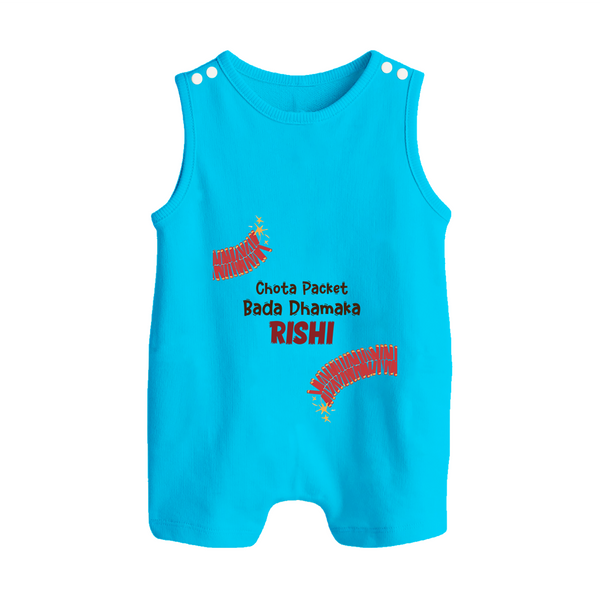 Chota Packet Bada Dhamaka Romper Suit | Custom Baby Romper Suit for Festival Celebration - SKY BLUE - 0 - 5 Months Old (Chest 18")