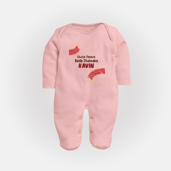 Chota Packet Bada Dhamaka Full Body Suit - BABY PINK - New Born (Chest 7.5")