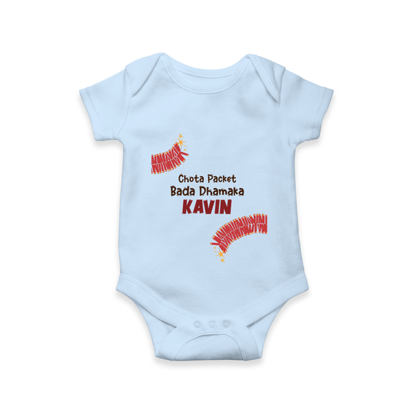 Chota Packet Bada Dhamaka Romper - BABY BLUE - New Born (Chest 14")