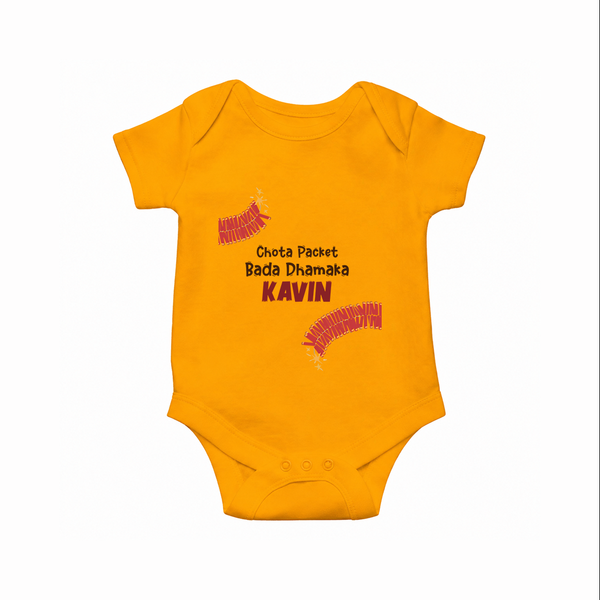 Chota Packet Bada Dhamaka Romper - CHROME YELLOW - New Born (Chest 14")