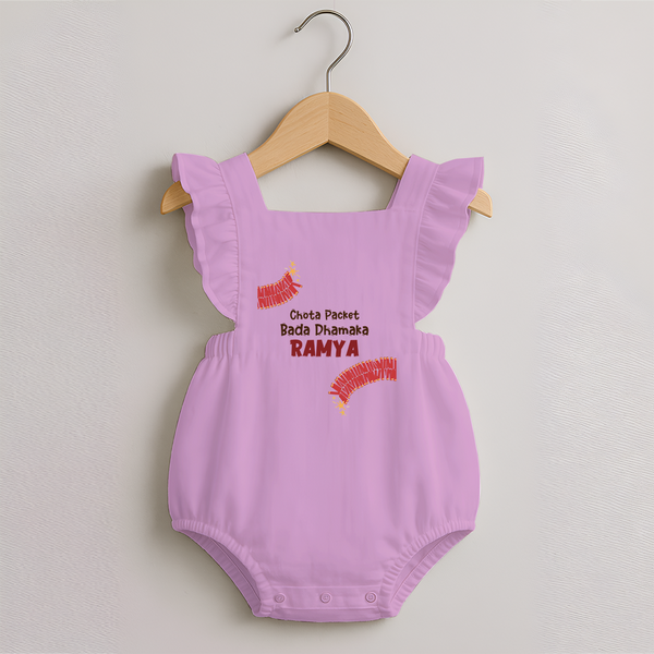 Chota Packet Bada Dhamaka Romper Frock | Custom Baby Romper Frock for Festival Celebration - BABY PINK - 0 - 3 Months Old (Chest 19")