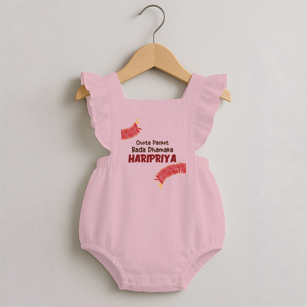Chota Packet Bada Dhamaka Romper Frock - BABY PINK - 0 - 3 Months Old (Chest 19")