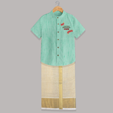 Chota Packet Bada Dhamaka Shirt and Dhoti - AQUA GREEN - 0 - 6 Months Old (Chest-23") (Dhoti length-14")