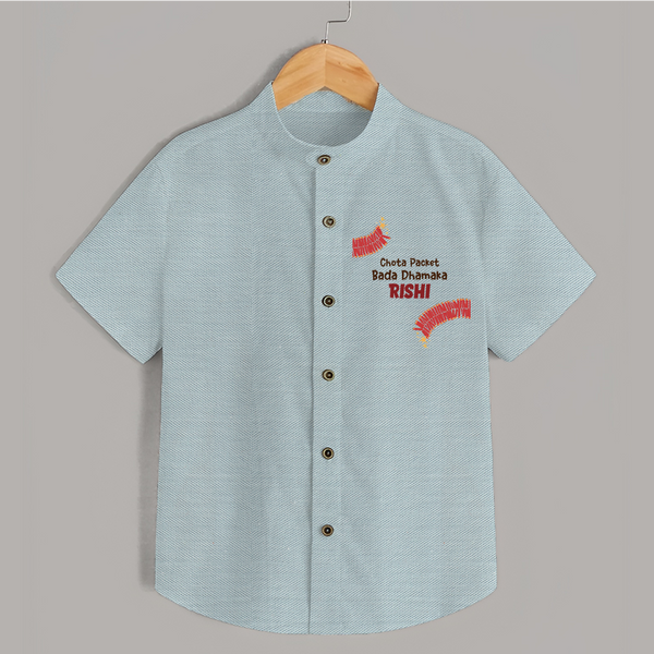 Chota Packet Bada Dhamaka Shirt | Custom Baby Shirt for Festival Celebration - ARCTIC BLUE - 0 - 6 Months Old (Chest 23")