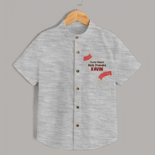 Chota Packet Bada Dhamaka Shirt - GREY - 0 - 6 Months Old (Chest 23")