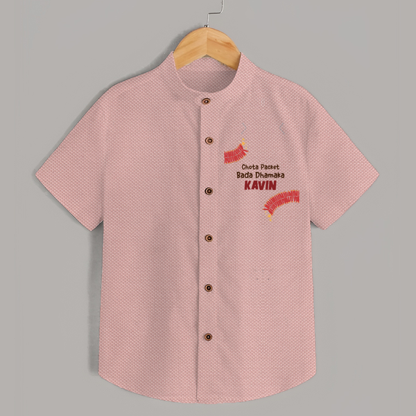 Chota Packet Bada Dhamaka Shirt - PEACH - 0 - 6 Months Old (Chest 23")