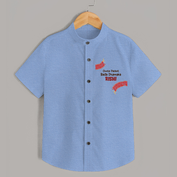 Chota Packet Bada Dhamaka Shirt | Custom Baby Shirt for Festival Celebration - SKY BLUE - 0 - 6 Months Old (Chest 23")