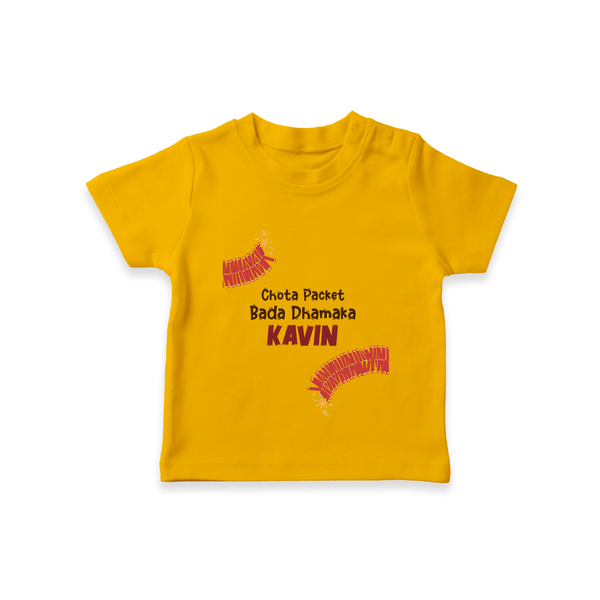 Chota Packet Bada Dhamaka Tshirt - CHROME YELLOW - 0-5 Months Old (Chest 17")