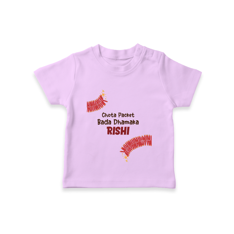 Chota Packet Bada Dhamaka Tshirt | Custom Baby Tshirt for Festival Celebration - LILAC - 0-5 Months Old (Chest 17")